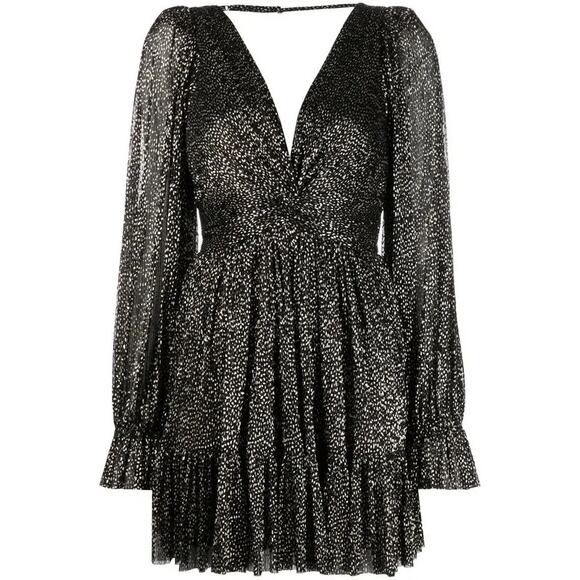 SABINA MUSAYEV Black Metallic party dress Mar V-Neck Minidress small - Picture 3 of 13